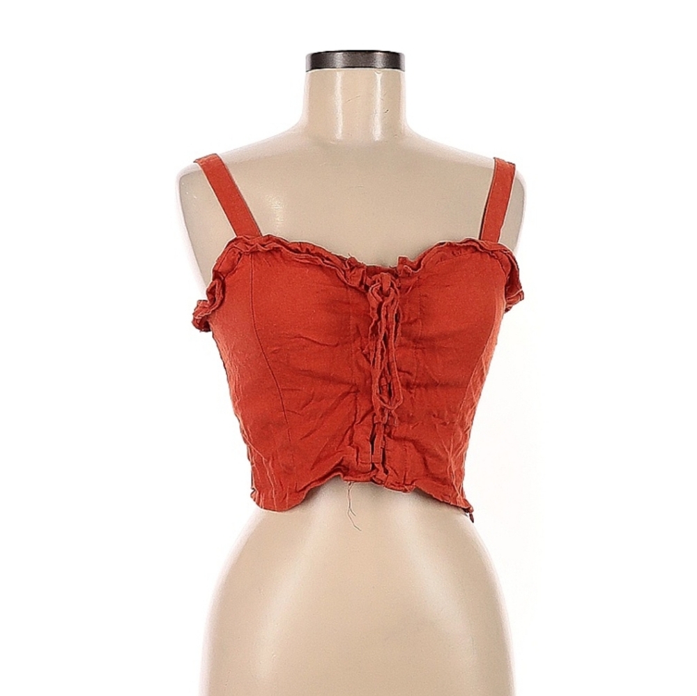 Cotton On Rust Orange Ruffled Cropped Tank Top